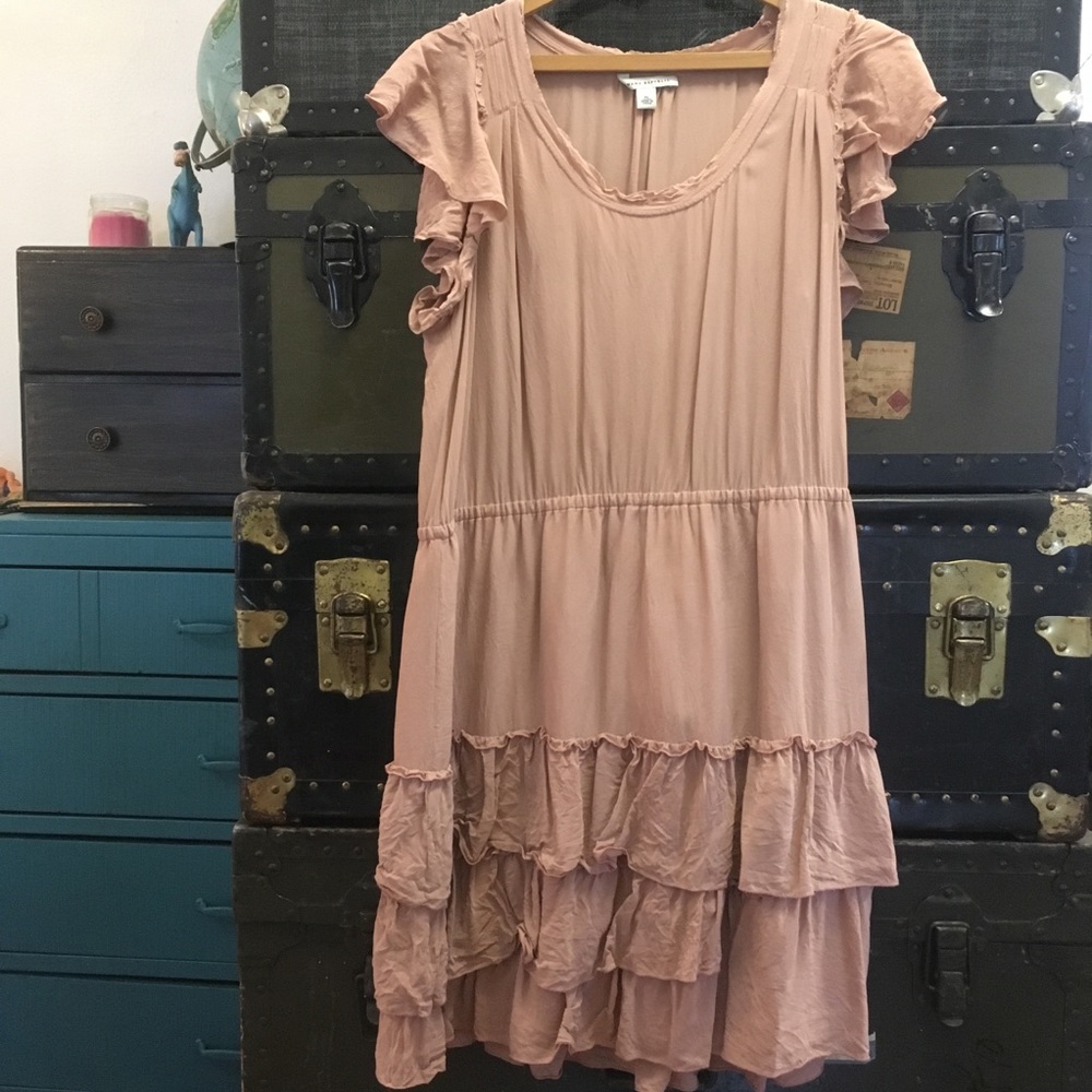 Banana Republic 100% Silk Ruffle Dusty Rose Dress